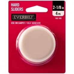 Everbilt 2-1/8 in. Beige Round Self-Adhesive Plastic Heavy Duty Furniture Glides for Carpeted Floors (4-Pack)