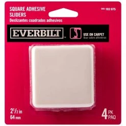 Everbilt 2-1/2 in. Beige Square Self-Adhesive Plastic Heavy Duty Furniture Glides for Carpeted Floors (4-Pack)