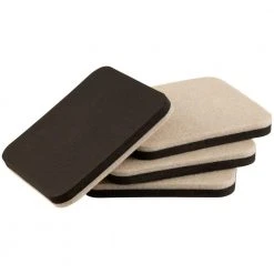 Everbilt 4 in. Beige and Black Square Felt Heavy Duty Furniture Slider Pads for Hard Floors (4-Pack)
