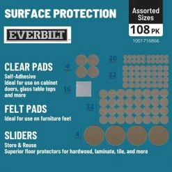 Everbilt Assorted Self-Adhesive Round Furniture Sliders, Felt Pads for Hard Floors and Surface Bumpers Value Pack (108-Piece) -Everbilt Store beige cream everbilt furniture accessories 49032 e1 1000
