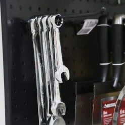 Everbilt 16 in. x 16 in. 60 lb. Heavy-Duty Steel Pegboard in Black (Mounting Hardware Included) -Everbilt Store black everbilt pegboards 69641 4f 1000