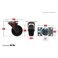 Everbilt 2 in. Black Soft Rubber and Copper Swivel Plate Caster with 80 lb. Load Rating (2-Pack) -Everbilt Store blacks everbilt casters 49346 76 1000