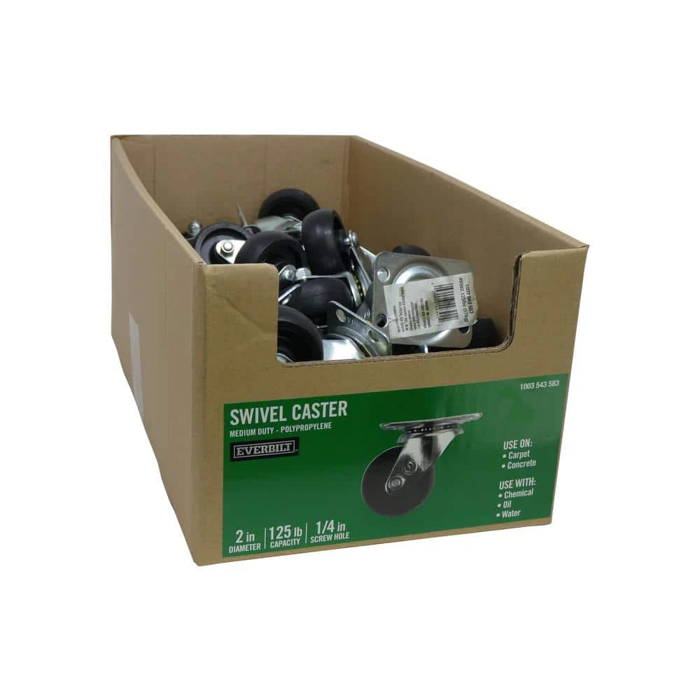 Everbilt 2 in. Black Polypropylene and Steel Swivel Plate Caster with 125 lb. Load Rating 6 Everbilt 2 in. Black Polypropylene and Steel Swivel Plate Caster with 125 lb. Load Rating - Image 6