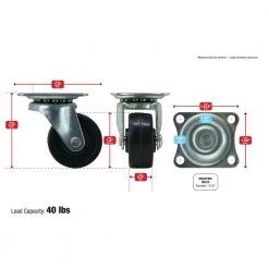 Everbilt 1-1/2 in. Black Soft Rubber and Steel Swivel Plate Caster with 40 lb. Load Rating -Everbilt Store blacks everbilt casters 49489 76 1000