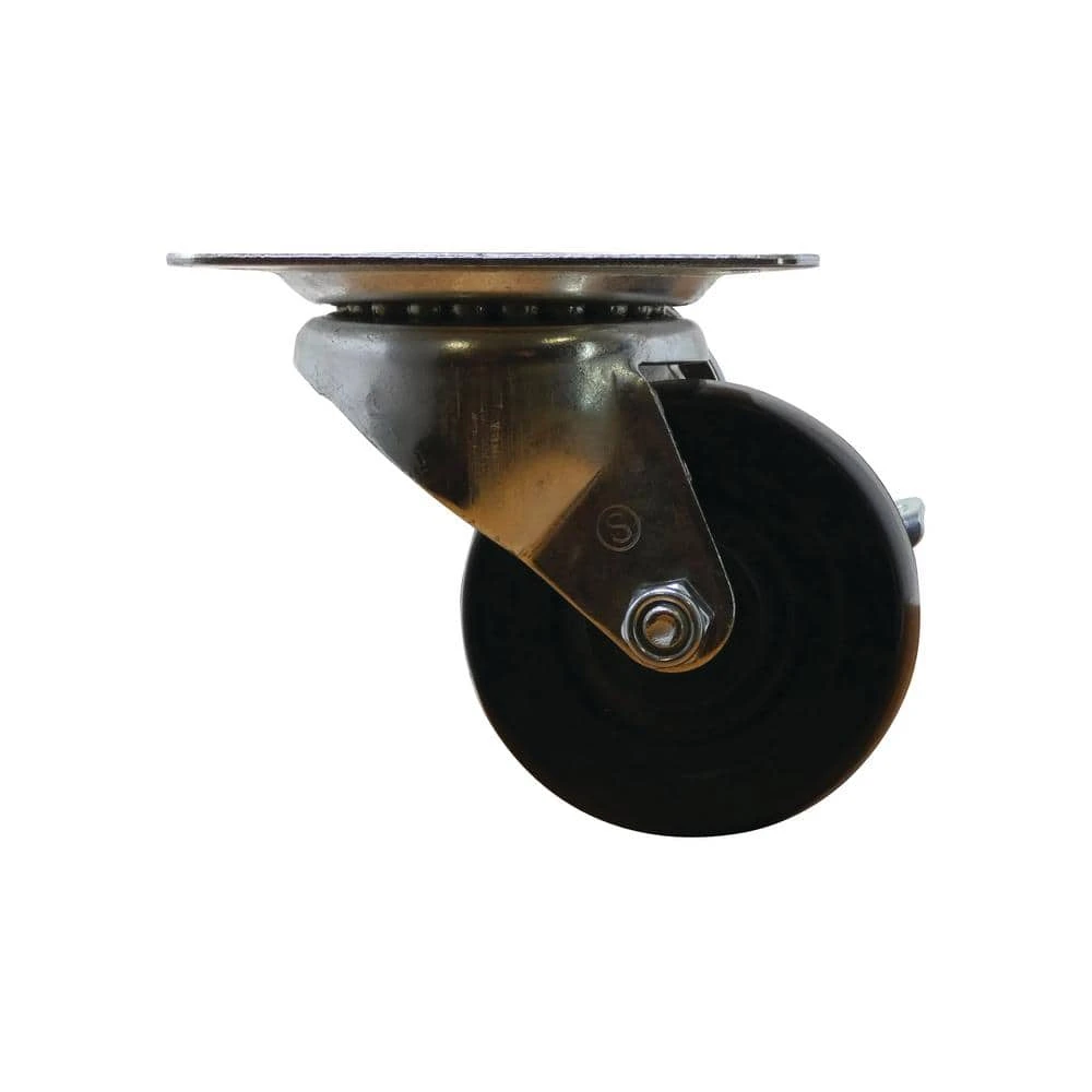 Everbilt 4 in. Black Soft Rubber and Steel Swivel Plate Caster with Locking Brake and 225 lbs. Load Rating 1 Everbilt 4 in. Black Soft Rubber and Steel Swivel Plate Caster with Locking Brake and 225 lbs. Load Rating
