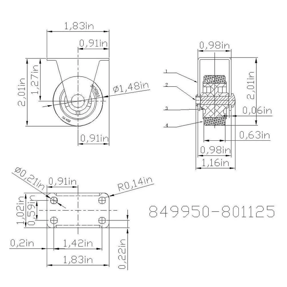 Everbilt 1-1/2 in. Rubber Caster Rigid Wheel 2 Everbilt 1-1/2 in. Rubber Caster Rigid Wheel - Image 2