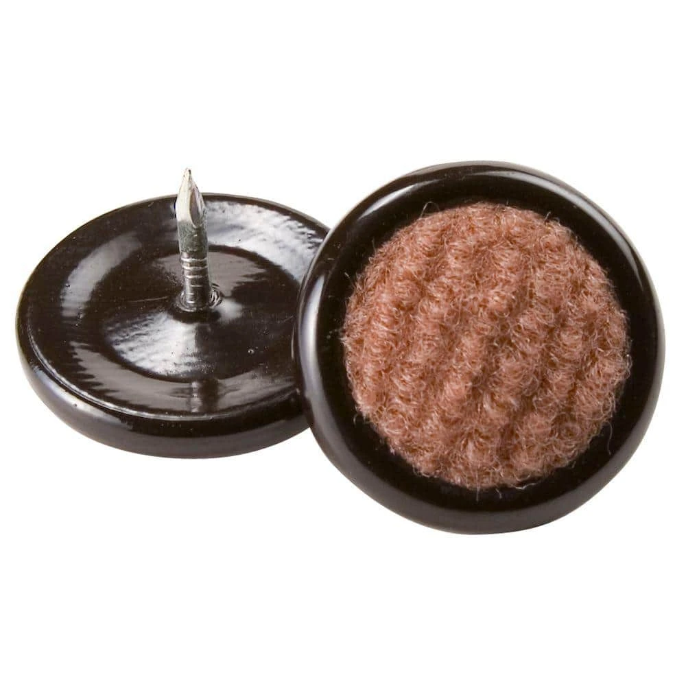 Everbilt 1 in. Brown Round Metal Nail-On Furniture Glides with Carpet Base for Floor Protection (4-Pack) 1 Everbilt 1 in. Brown Round Metal Nail-On Furniture Glides with Carpet Base for Floor Protection (4-Pack)