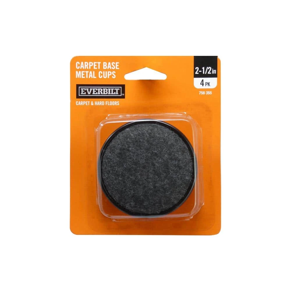 Everbilt 2-1/2 in. Brown Metal Furniture Cups with Carpet Base for Hard Floors (4-Pack) 2 Everbilt 2-1/2 in. Brown Metal Furniture Cups with Carpet Base for Hard Floors (4-Pack) - Image 2