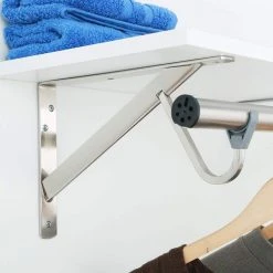 Everbilt 8 in. x 12.4 in. x 1.05 in. Brushed Nickel Heavy Duty Shelf and Rod Bracket -Everbilt Store brushed nickel everbilt shelving brackets eh wsthdus 326 4f 1000