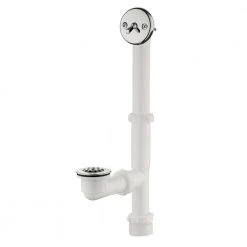 Everbilt Trip Lever 1-1/2 in. White Poly Pipe Bath Waste and Overflow Drain in Chrome
