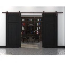 Everbilt 72 in. Dark Oil-Rubbed Bronze Strap Sliding Barn Door Track and Hardware Kit -Everbilt Store dark oil rubbed bronze everbilt barn door hardware 14445 77 1000