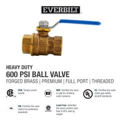 Everbilt 1/2 in. Brass FPT Full Port Threaded Ball Valve -Everbilt Store everbilt ball valves 107 403eb d4 1000