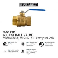 Everbilt 1 in. Brass FPT Full Port Threaded Ball Valve -Everbilt Store everbilt ball valves 107 405eb d4 1000