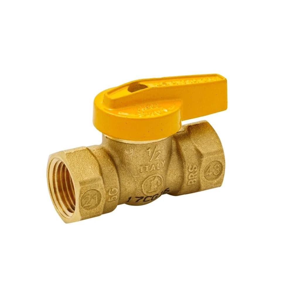 Everbilt 1/2 in. Brass Lever-Handle FPT 1-Piece Body Gas Ball Valve 1 Everbilt 1/2 in. Brass Lever-Handle FPT 1-Piece Body Gas Ball Valve