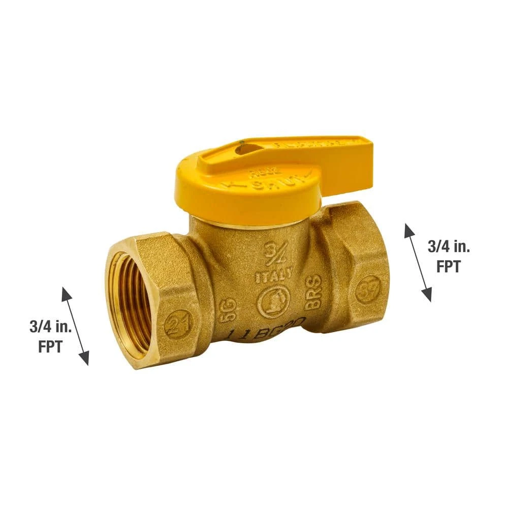 Everbilt 3/4 in. Brass FPT 1-Piece Gas Valve 2 Everbilt 3/4 in. Brass FPT 1-Piece Gas Valve - Image 2