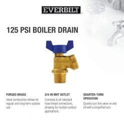 Everbilt 1/2 in. x 3/4 in. MPT x MHT Brass Quarter-Turn Male Boiler Drain Valve -Everbilt Store everbilt boiler drain valves 102 053eb 31 1000