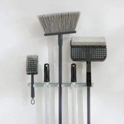 Everbilt 17 in. Wall-Mounted White Steel Spring Grip Clip Adjustable Storage Bar -Everbilt Store everbilt broom holders 01147 a0 1000