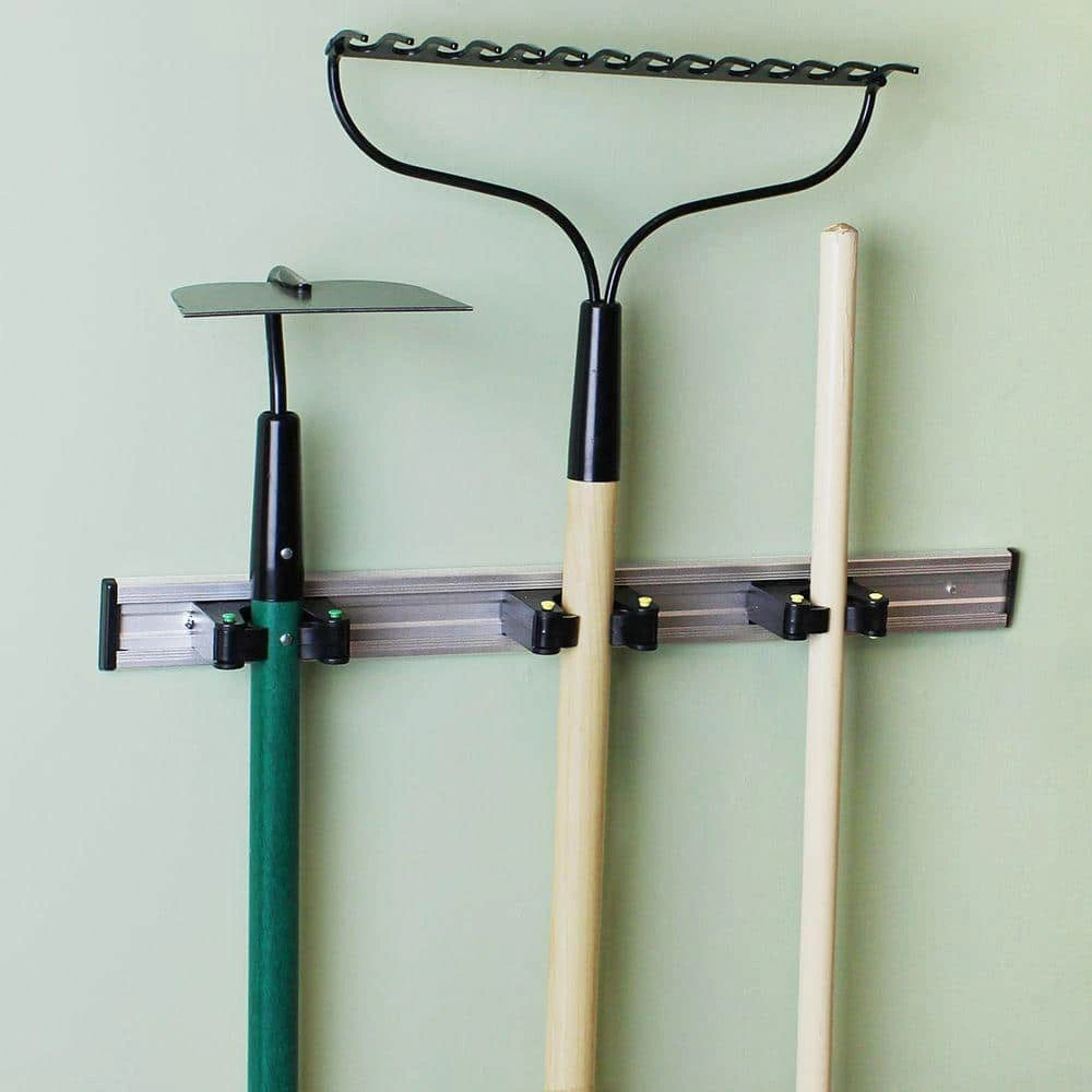 Everbilt 20 in. Adjustable Storage Wall Mount Tool Bar with 3 Rubber Grip Hooks in Black 3 Everbilt 20 in. Adjustable Storage Wall Mount Tool Bar with 3 Rubber Grip Hooks in Black - Image 3