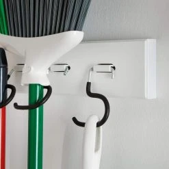 Everbilt White Board Wall-Mounted Garage Storage Tool Holder Organizer with Black S-Hooks 8 Everbilt White Board Wall-Mounted Garage Storage Tool Holder Organizer with Black S-Hooks -Everbilt Store everbilt broom holders 69657 40 1000