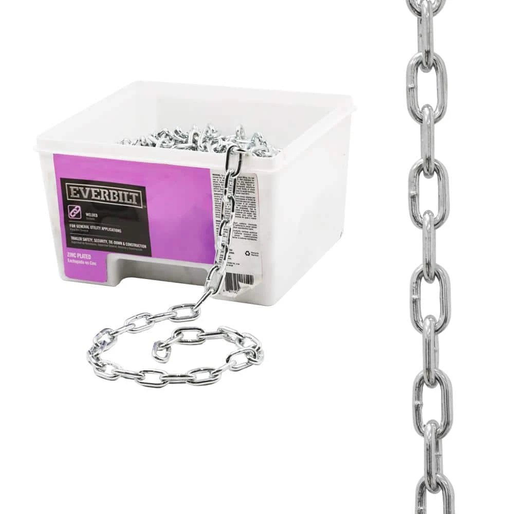 Everbilt 1/4 in. x 1 ft. Grade 30 Galvanized Steel Proof Coil Chain 2 Everbilt 1/4 in. x 1 ft. Grade 30 Galvanized Steel Proof Coil Chain - Image 2