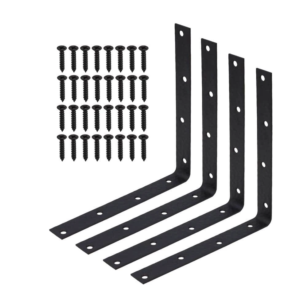 Everbilt 10 in. Black Hammered Corner Brace (4-Pack) 2 Everbilt 10 in. Black Hammered Corner Brace (4-Pack) - Image 2