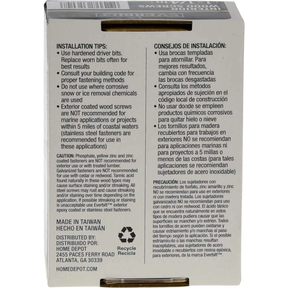 Everbilt #8 x 1-1/4 in. Star Drive Flat Head Interior Wood Screws (242-Pack) 4 Everbilt #8 x 1-1/4 in. Star Drive Flat Head Interior Wood Screws (242-Pack) - Image 4