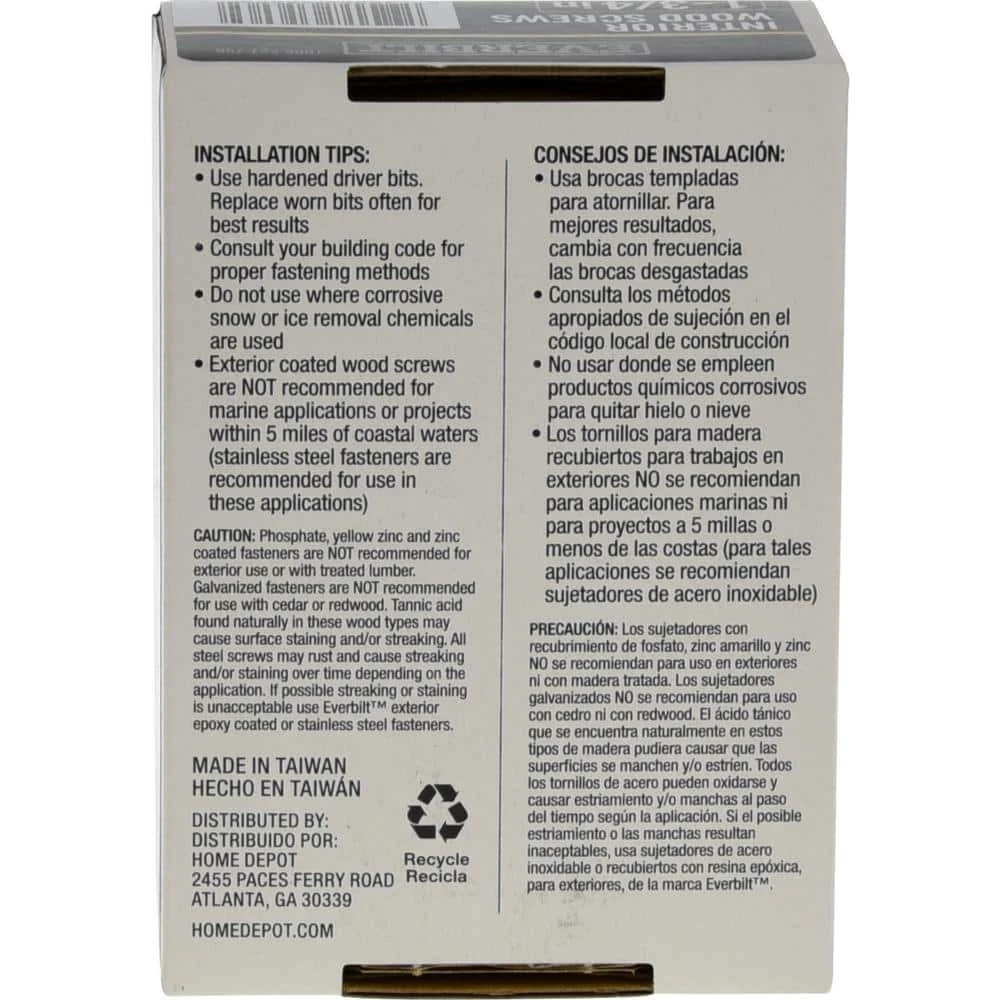 Everbilt #8 x 1-3/4 in. Star Drive Flat Head Interior Wood Screws (175-Pack) 4 Everbilt #8 x 1-3/4 in. Star Drive Flat Head Interior Wood Screws (175-Pack) - Image 4