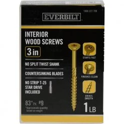 Everbilt #9 x 3 in. Star Drive Flat Head Interior Wood Screws (83-Pack)