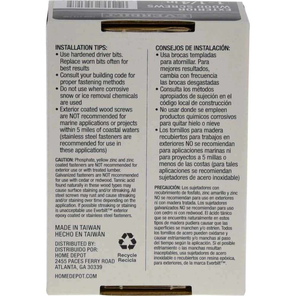 Everbilt #8 x 1-1/4 in. Star Drive Flat Head Exterior Wood Screws (242-Pack) 4 Everbilt #8 x 1-1/4 in. Star Drive Flat Head Exterior Wood Screws (242-Pack) - Image 4