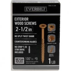 Everbilt #9 x 2-1/2 in. Star Drive Flat Head Exterior Wood Screws (100-Pack)