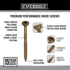 Everbilt #9 x 3 in. Star Drive Flat Head Exterior Wood Screws (83-Pack) -Everbilt Store everbilt deck screws 117338 1f 1000