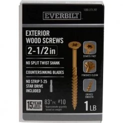 Everbilt #10 x 2-1/2 in. Star Drive Flat Head Exterior Wood Screws (83-Pack)