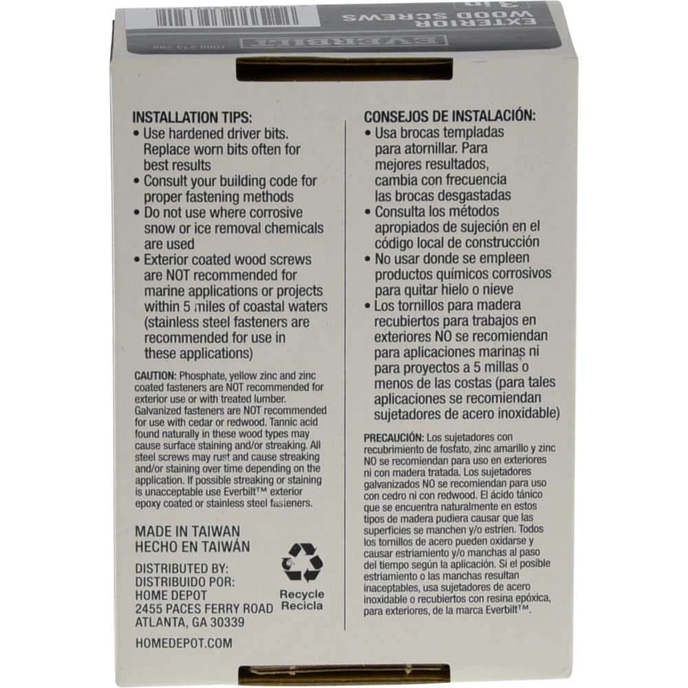 Everbilt #10 x 3 in. Star Drive Flat Head Exterior Wood Screws (69-Pack) 4 Everbilt #10 x 3 in. Star Drive Flat Head Exterior Wood Screws (69-Pack) - Image 4