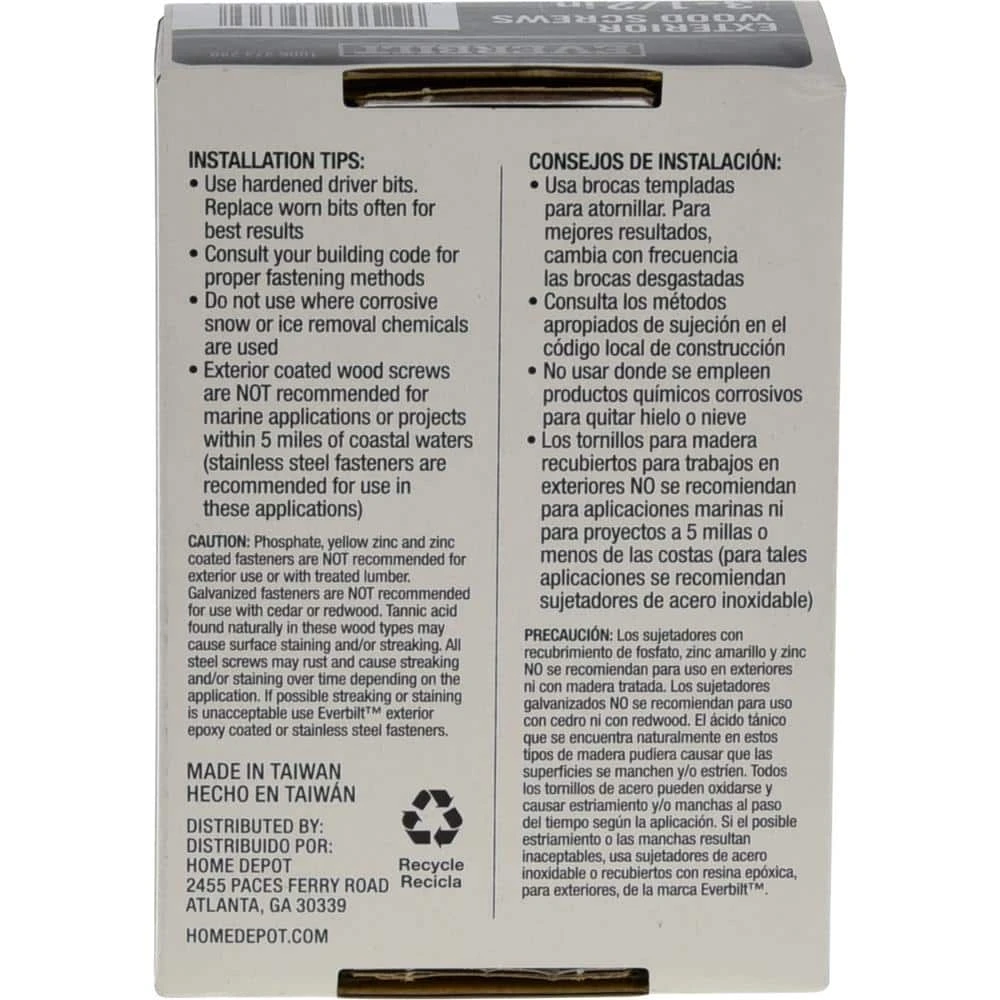 Everbilt #10 x 3-1/2 in. Star Drive Flat Head Exterior Wood Screws (59-Pack) 4 Everbilt #10 x 3-1/2 in. Star Drive Flat Head Exterior Wood Screws (59-Pack) - Image 4