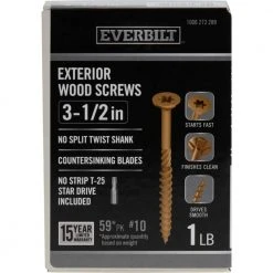 Everbilt #10 x 3-1/2 in. Star Drive Flat Head Exterior Wood Screws (59-Pack)