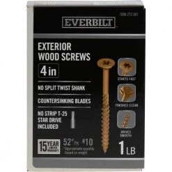 Everbilt #10 x 4 in. Star Drive Flat Head Exterior Wood Screws (52-Pack)