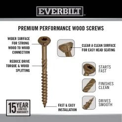 Everbilt #8 x 1-5/8 in. Star Drive Trim Head Exterior Wood Screws (208-Pack) -Everbilt Store everbilt deck screws 117343 1f 1000