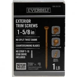 Everbilt #8 x 1-5/8 in. Star Drive Trim Head Exterior Wood Screws (208-Pack)