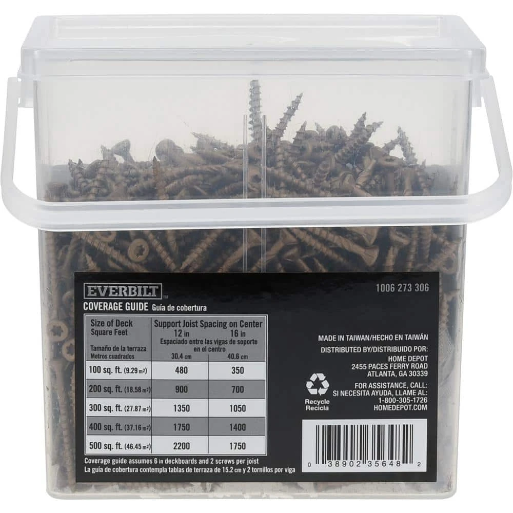 Everbilt #8 x 1-3/4 in. Star Drive Flat Head Exterior Wood Screws (877-Pack) 4 Everbilt #8 x 1-3/4 in. Star Drive Flat Head Exterior Wood Screws (877-Pack) - Image 4