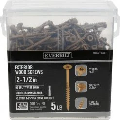 Everbilt #9 x 2-1/2 in. Star Drive Flat Head Exterior Wood Screws (501-Pack)