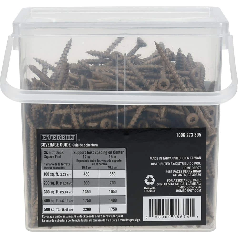 Everbilt #10 x 3 in. Star Drive Flat Head Exterior Wood Screws (347-Pack) 4 Everbilt #10 x 3 in. Star Drive Flat Head Exterior Wood Screws (347-Pack) - Image 4