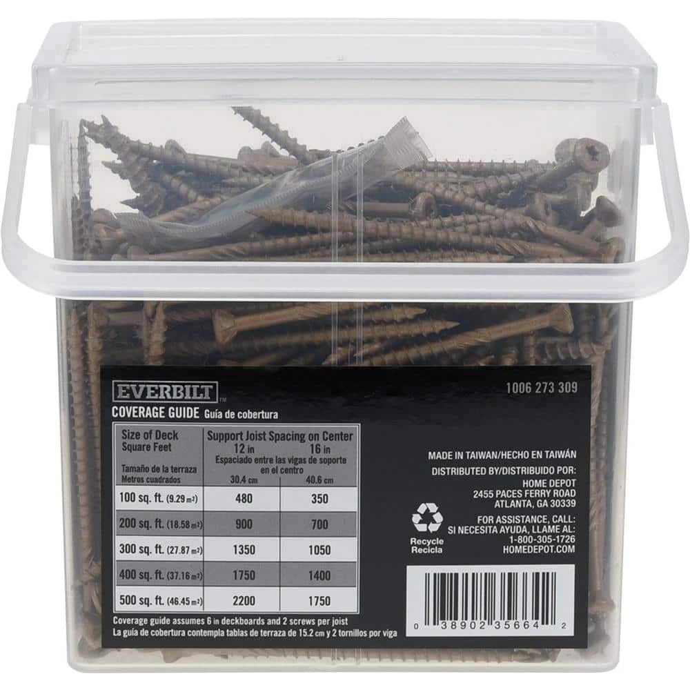 Everbilt #10 x 3-1/2 in. Star Drive Flat Head Exterior Wood Screws (295-Pack) 4 Everbilt #10 x 3-1/2 in. Star Drive Flat Head Exterior Wood Screws (295-Pack) - Image 4