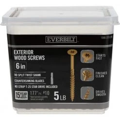 Everbilt #10 x 6 in. Star Drive Flat Head Exterior Wood Screws (177-Pack)