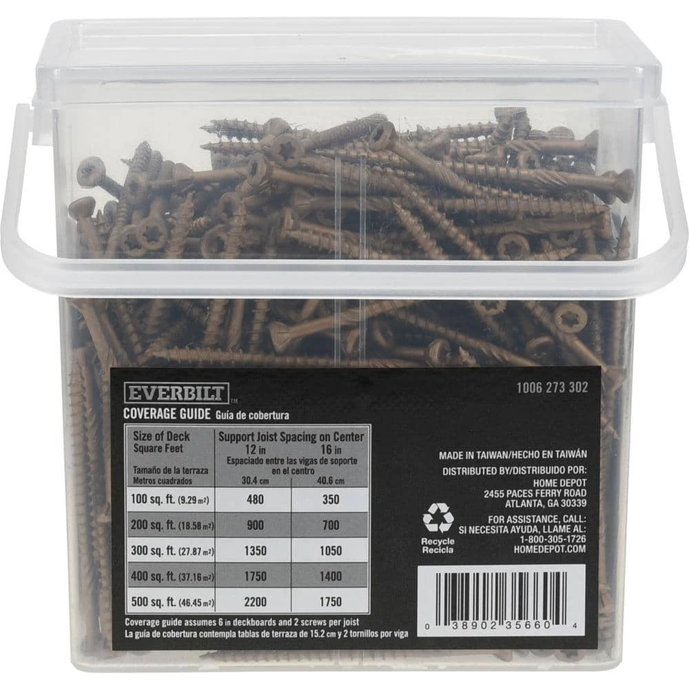 Everbilt 9 in. x 3 in. Star Drive Flat Head Exterior Wood Screws (20 lbs./1668-Pieces) 4 Everbilt 9 in. x 3 in. Star Drive Flat Head Exterior Wood Screws (20 lbs./1668-Pieces) - Image 4