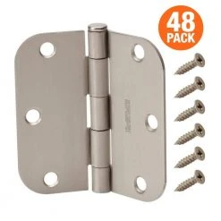 Everbilt 3-1/2 in. x 5/8 in. Radius Satin Nickel Door Hinge Value Pack (48 per Pack) -Everbilt Store everbilt door hinges 16966 44 1000