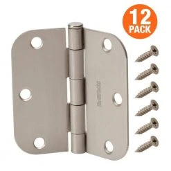 Everbilt 3-1/2 in. x 5/8 in. Radius Satin Nickel Squeak-Free Door Hinge (12-Pack) -Everbilt Store everbilt door hinges 28726 44 1000