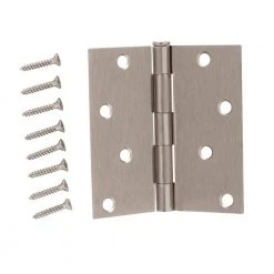 Everbilt 4 in. Satin Nickel Square Radius Squeak-Free Door Hinge
