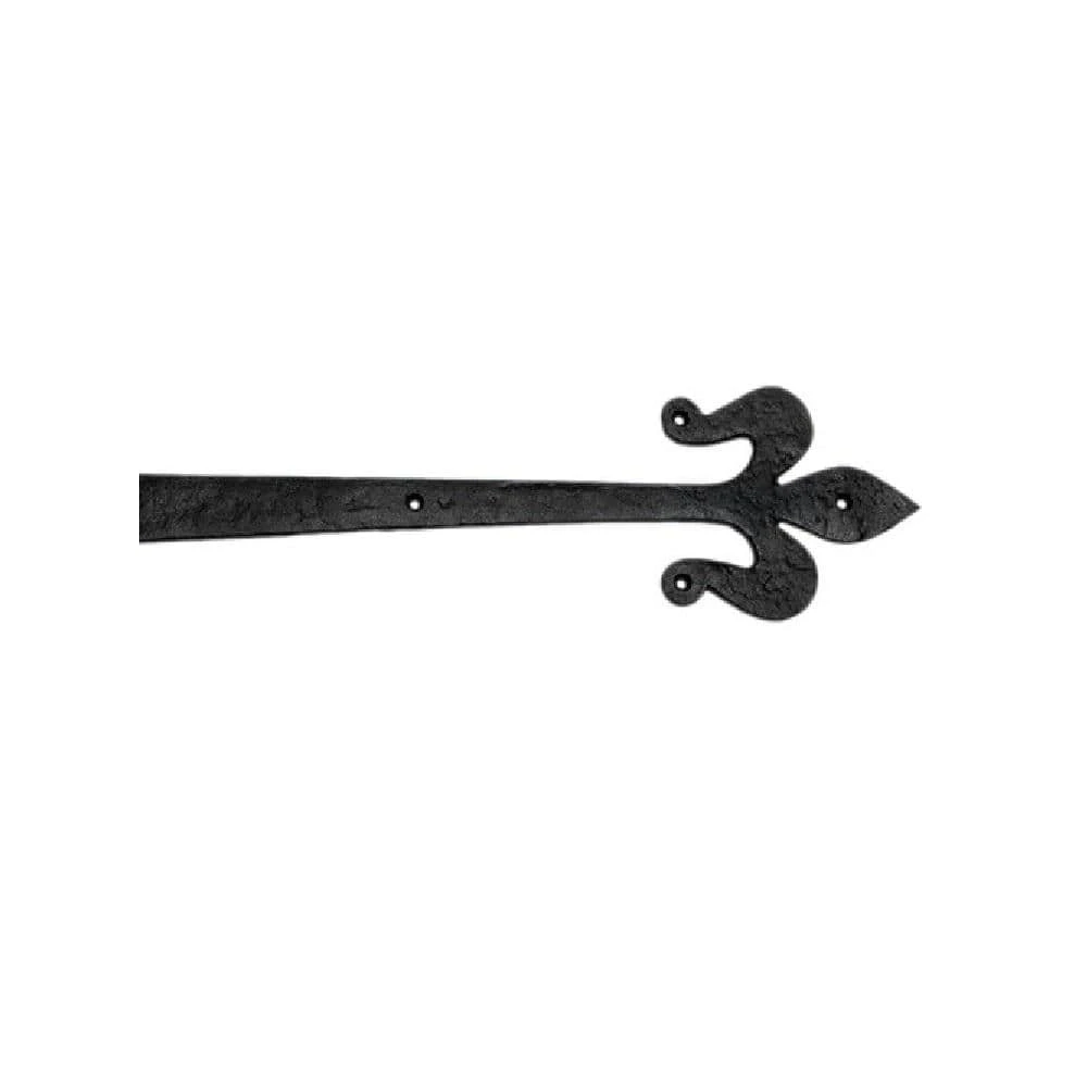 Everbilt 10 in. Black Decorative Fleur-De-Lis Strap Hinge (2-Pack) 1 Everbilt 10 in. Black Decorative Fleur-De-Lis Strap Hinge (2-Pack)