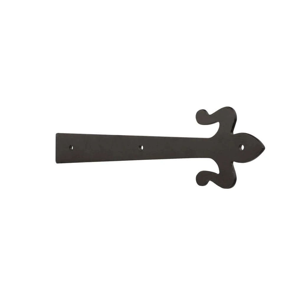 Everbilt 10 in. Black Decorative Fleur-De-Lis Strap Hinge (2-Pack) 2 Everbilt 10 in. Black Decorative Fleur-De-Lis Strap Hinge (2-Pack) - Image 2