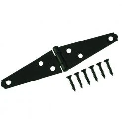 Everbilt 3 in. x 3 in. Black Strap Surface Mount Hinge (2-Pack)